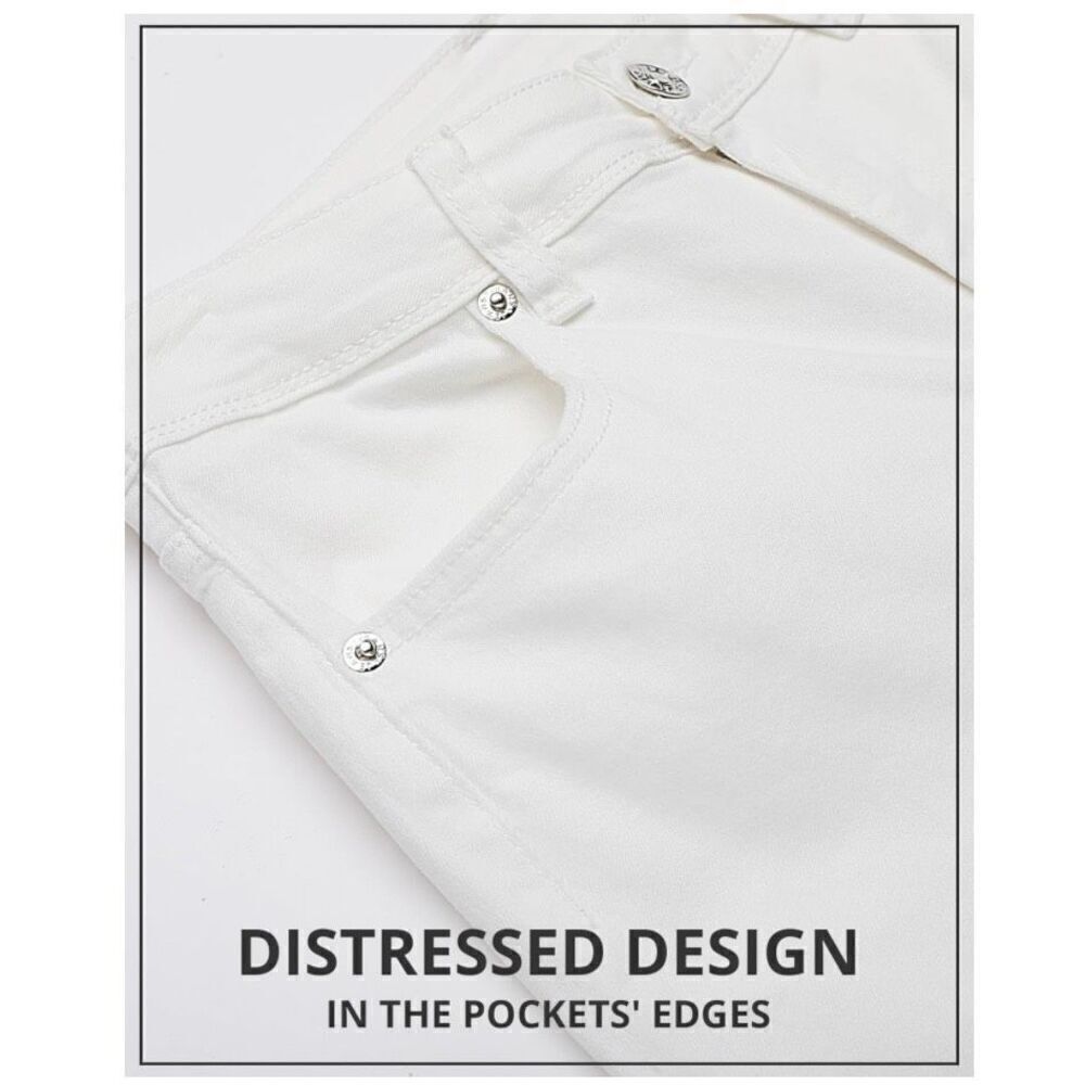 Womens White High Waisted Wide Leg Baggy Denim Flare Pants - Picture 5 of 7